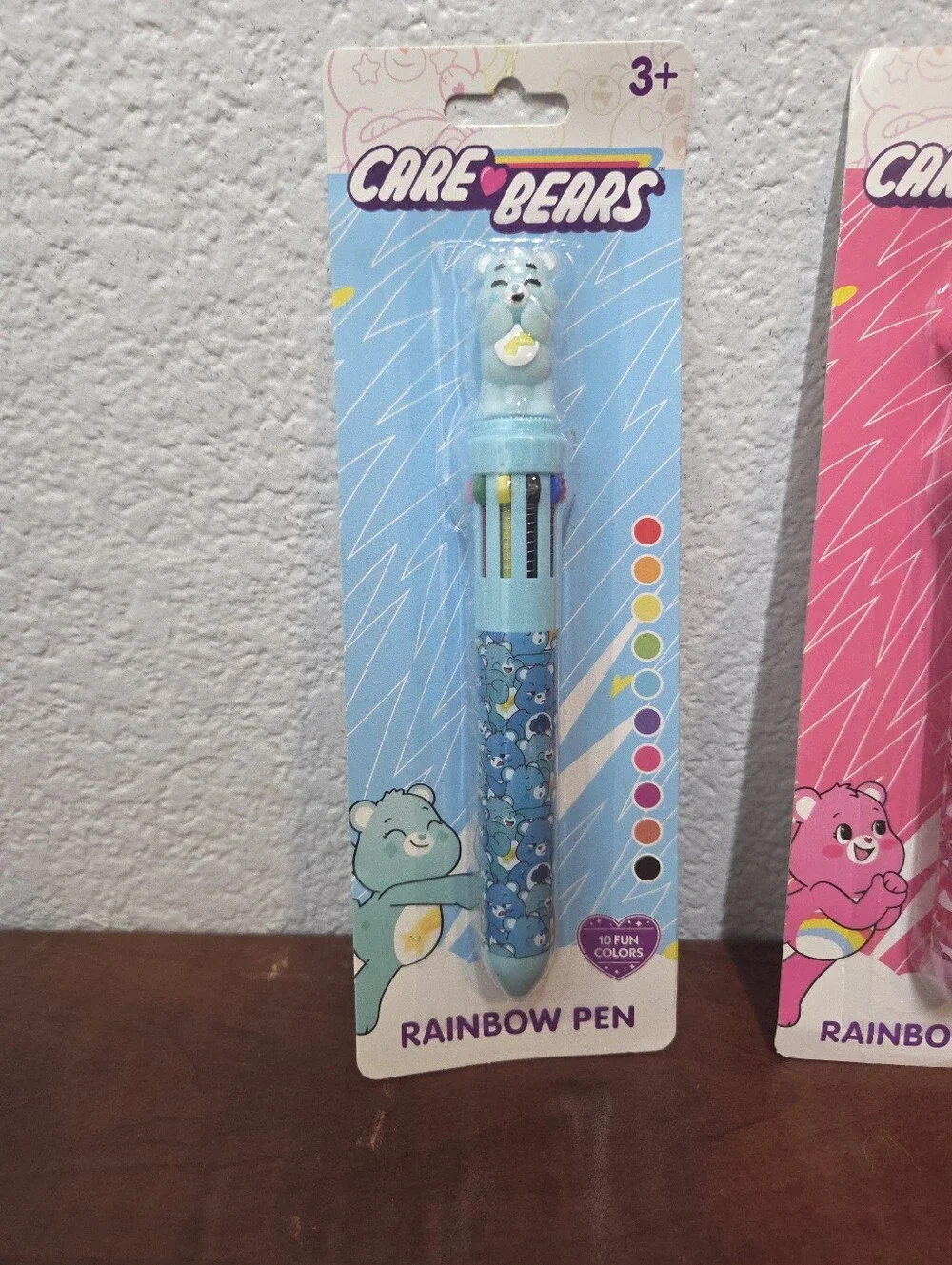Pick 1 of Care Bears Blue or Pink Multi-Ink Rainbow Pen with Bear Topper Nwt